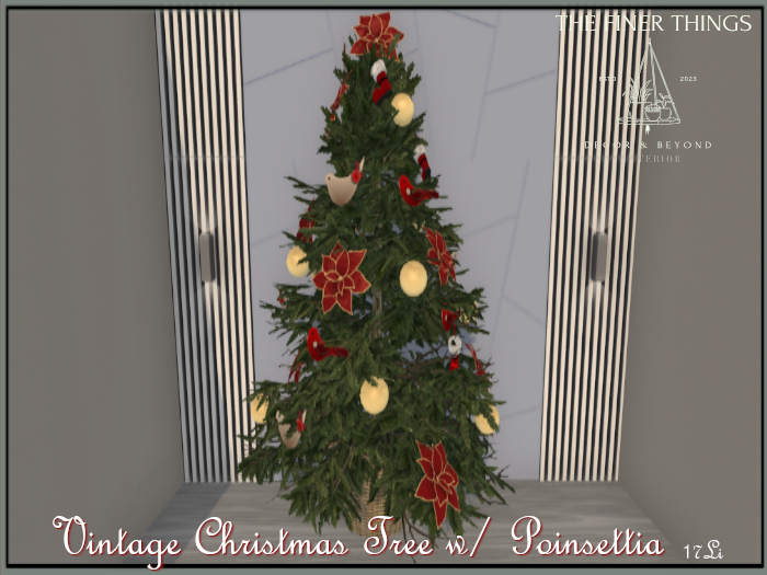 Vintage Christmas Tree w/ Poinsettia