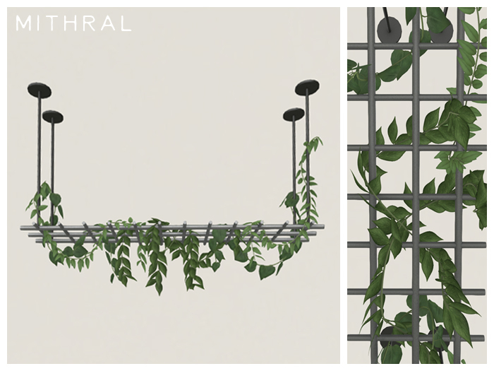 Mithral * Ceiling Plant Bar Display (Silver)