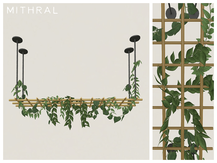Mithral * Ceiling Plant Bar Display (Gold)