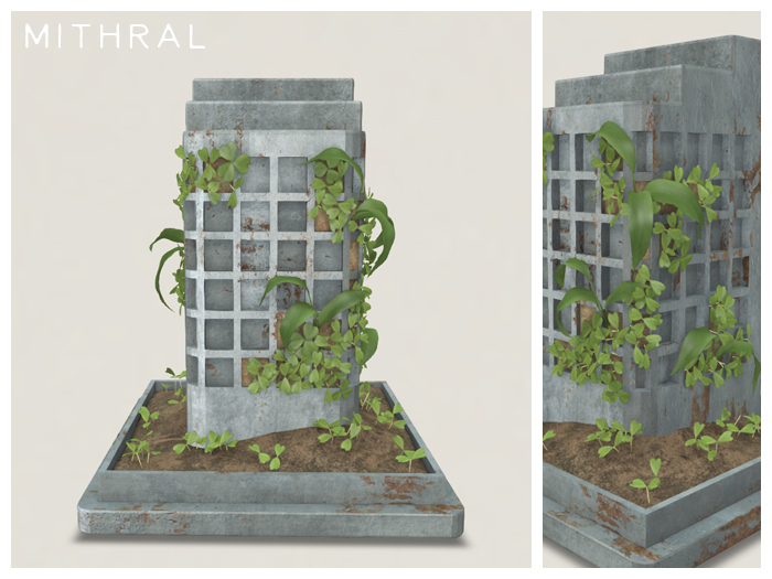 Mithral * Weathered Plant Pillar (Silver)