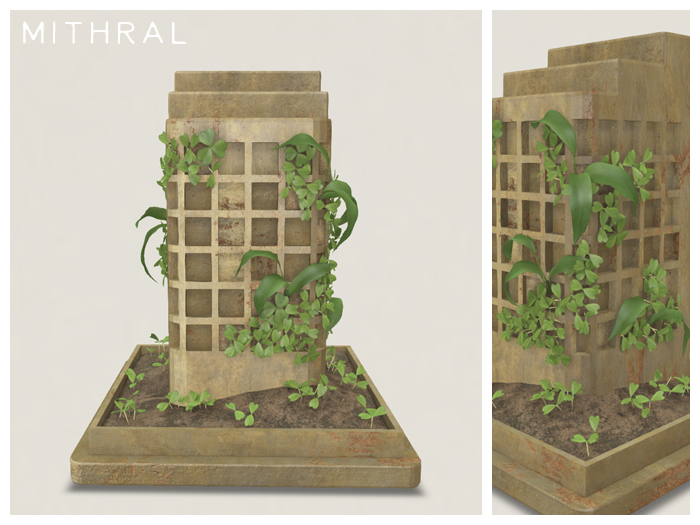 Mithral * Weathered Plant Pillar (Gold)