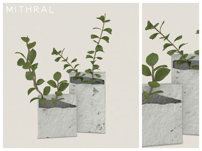 Mithral * Block Planter Duo (White)