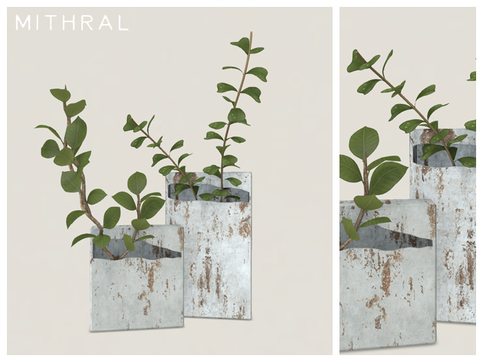 Mithral * Block Planter Duo (Silver)