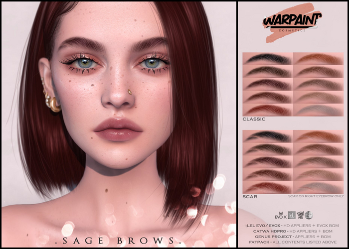 WarPaint* Sage Brows - Fatpack [Catwa HDPro]