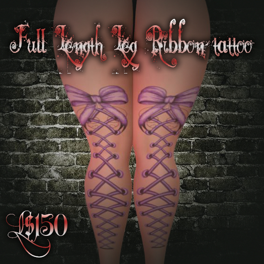 {SD} Full Length Leg Ribbon tattoo