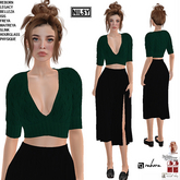 CROPPED SWEATER&SLIT FLARED SKIRT,MESH BODY