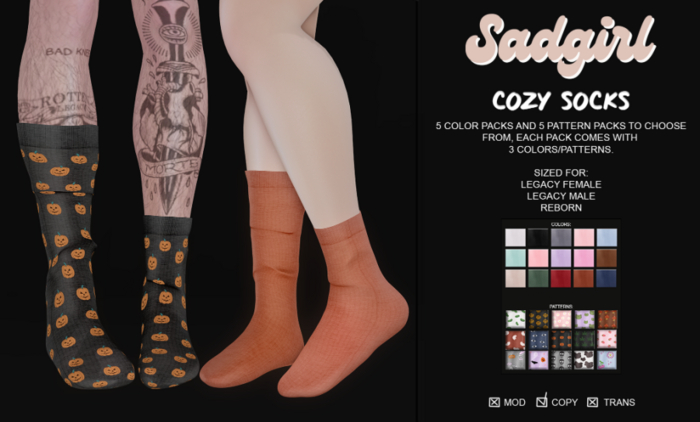 #SADGIRL - Cozy Socks - Color Pack 3 . unpack