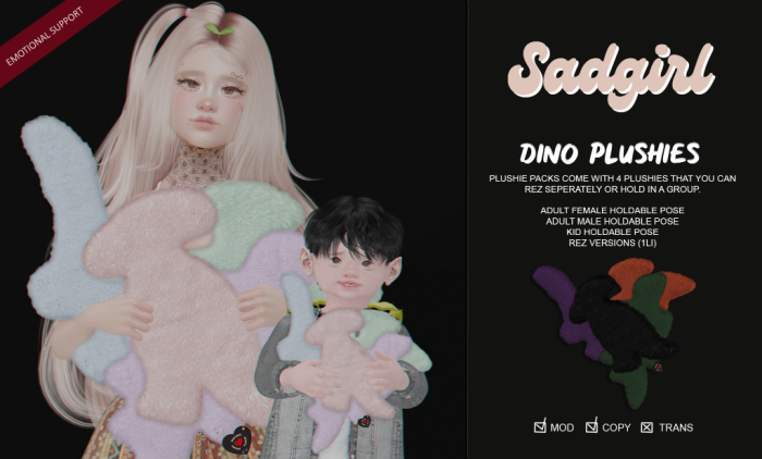 #SADGIRL  - Dino Plushies - Dark Colors . unpack