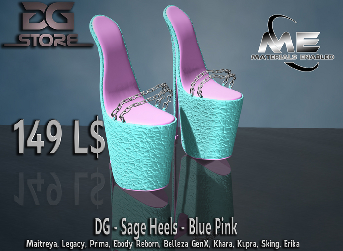 DG - Sage Heels - Blue Pink - Unpacker