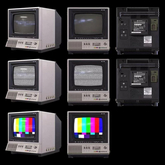 100% Mesh very nice Retro 80s Hitachi CRT TV Low-poly 3D mode decor houses 