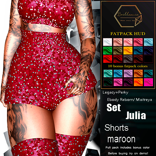 *BRILLANCIA* - Set Julia  shotrs maroon