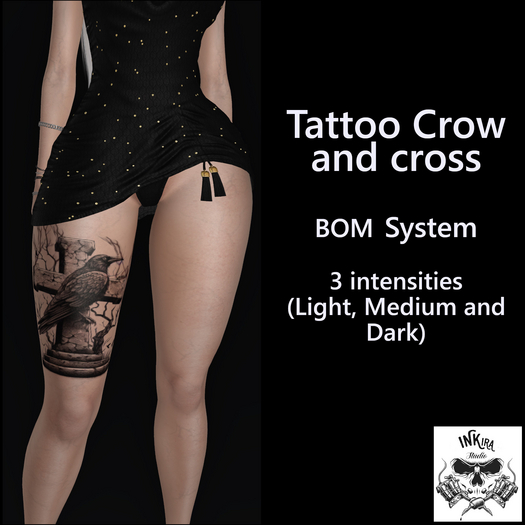 Tattoo Crow and Cross - Inkira Studio