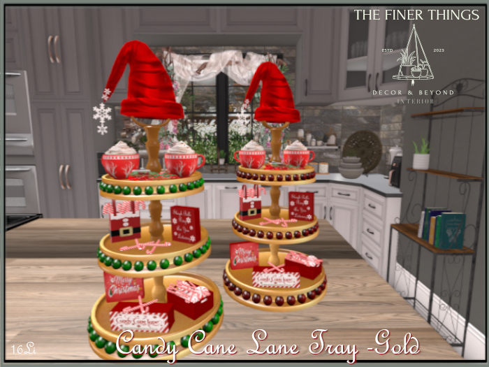 Candy Cane Lane  Tray- Gold
