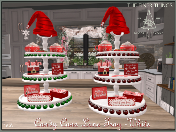 Candy Cane Lane  Tray- White