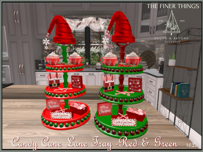 Candy Cane Lane  Tray- Red&Green