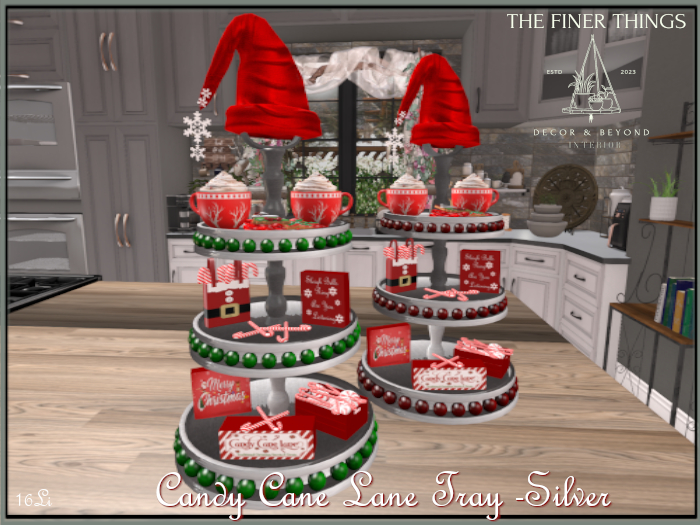 Candy Cane Lane  Tray- Silver