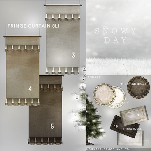 4){anc} snowy day / fringe curtain 8Li (gold)