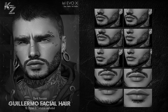 #DEMO Guillermo Facial Hair Dark Version - EVOX