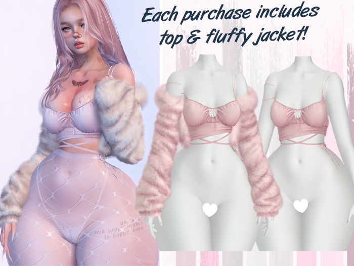 Lunar - Vale Top & Fluffy Jacket - Queen Pink