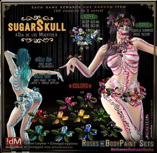 !dM SugarSkull **DEEP OCEAN** Roses (BOX #12) RARE