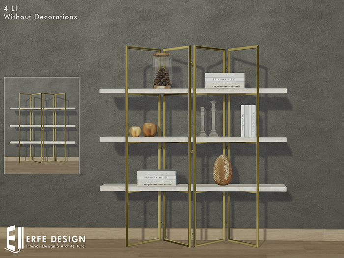 Zigzag bookcase 4 LI  without decorations [Erfe Design] PACK