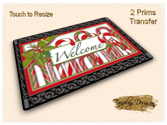 Welcome Candy Cane Christmas Doormat! Resize/Transfer