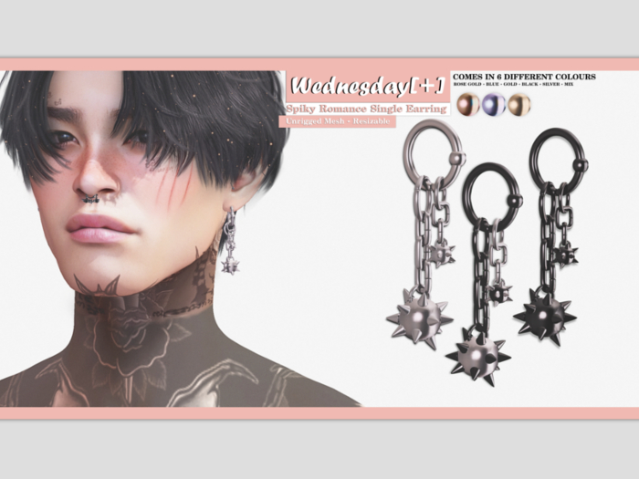 Wednesday[+] ~ Spiky Romance Single Earrings