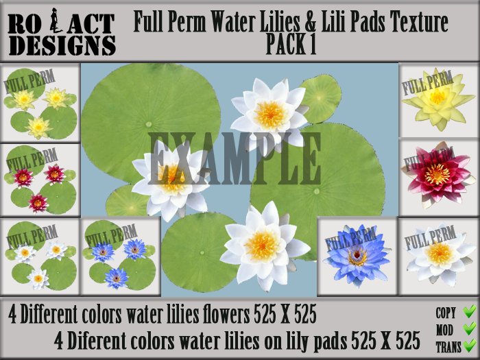 ..::RO!ACT::..DESIGNS Full Perm Water Lilies and Lily Pads Set 1