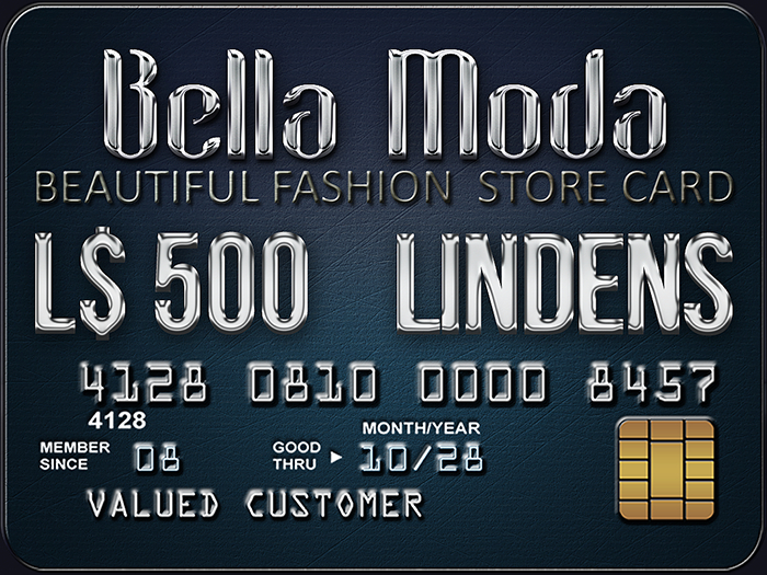 Bella Moda: Store Card / Gift Card L$500