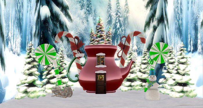 Christmas Teapot House Backdrop (Boxed)