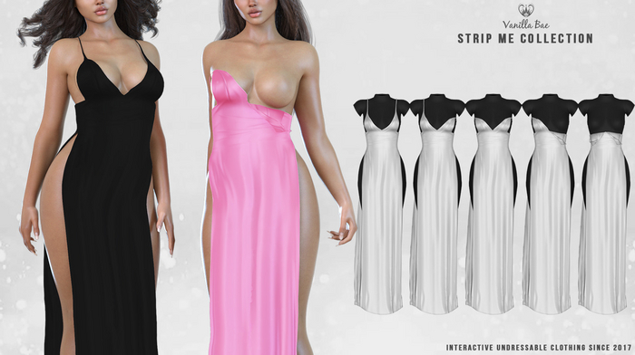Second Life Marketplace - *Vanilla Bae* Date Night Long Dress - 24 Solid  Color Fat Pack - Strip Me - Maitreya / Legacy / Ebody Reborn / Waifu
