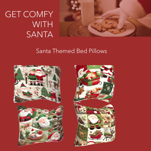 Holiday Decor:Santa :4 Christmas Pillows