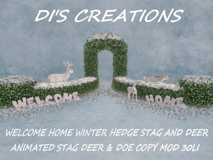WELCOME HOME WINTER HEDGE STAG AND DEER