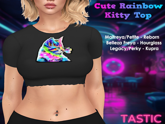 Tastic-Cute Rainbow Kitty Top 