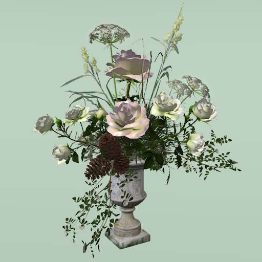 Song's Natural White Roses in Urn