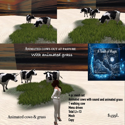 Animated cows at pasture with animated grass -Box LI=13