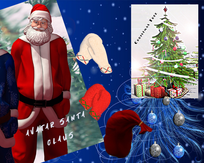 ::W::#056    New Year's set  *SANTA CLAUS*Mittens *Xmas Sack*Christmas Tree* 