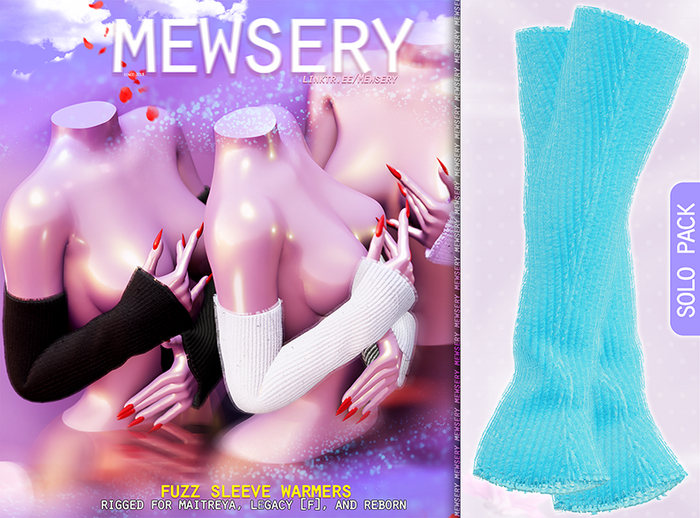 #Mewsery Fuzz Sleeve Warmers{Cyan} ♥ Rigged for Maitreya, Legacy [f], and Reborn