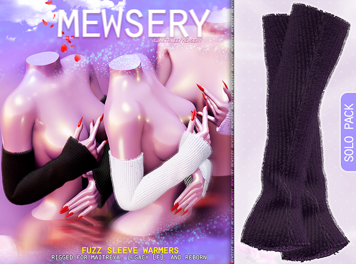 #Mewsery Fuzz Sleeve Warmers{Amethyst} ♥ Rigged for Maitreya, Legacy [f], and Reborn