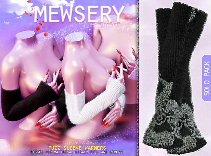 #Mewsery Fuzz Sleeve Warmers{Dragon.Noir} ♥ Rigged for Maitreya, Legacy [f], and Reborn
