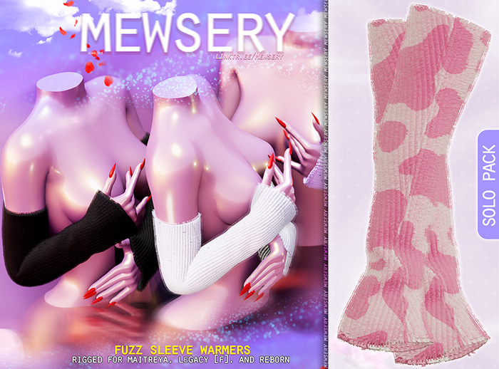 #Mewsery Fuzz Sleeve Warmers{Cow.Pink} ♥ Rigged for Maitreya, Legacy [f], and Reborn