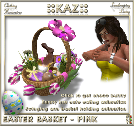 ::KAZ:: happy easter basket pink with chocolate bunny giver