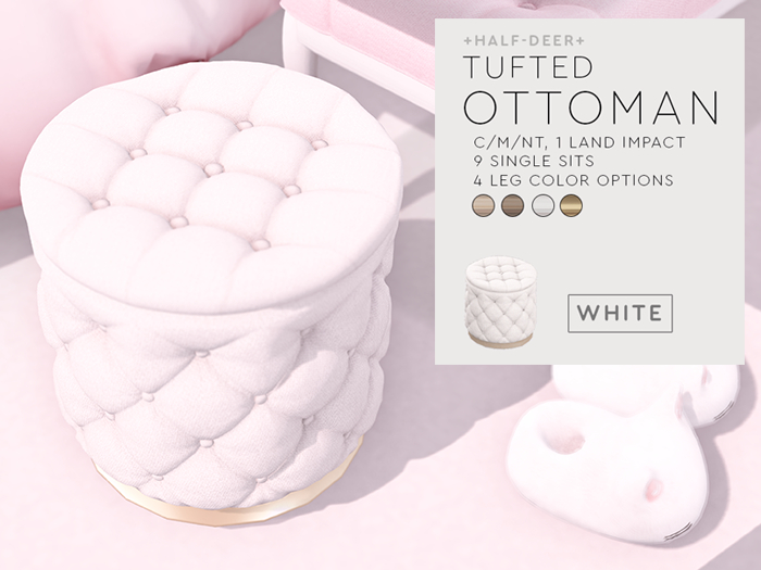 +Half-Deer+ Tufted Ottoman [White]