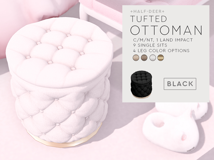 +Half-Deer+ Tufted Ottoman [Black]