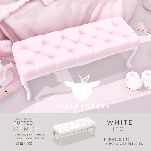 +Half-Deer+ Tufted Bench [White-PG]