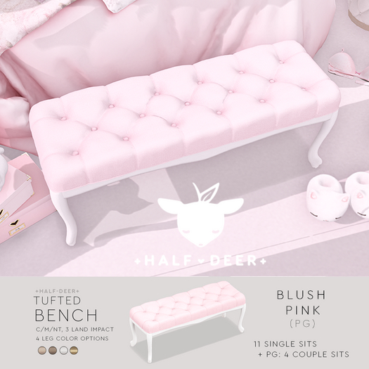 +Half-Deer+ Tufted Bench [Blush Pink-PG]