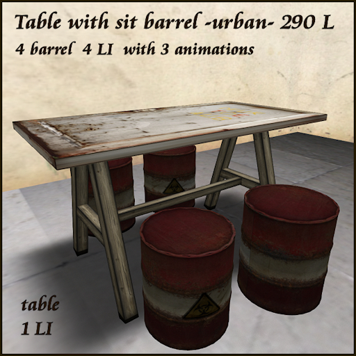 urban_table with 4 sitbarrel and animations