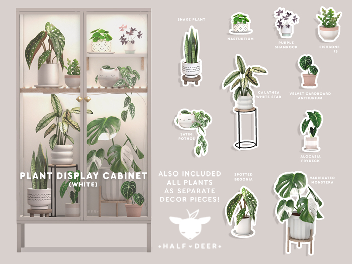 +Half-Deer+ Plant Display Cabinet + Plant Collection [White]