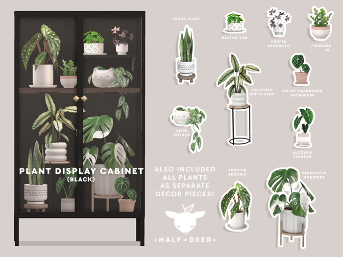 +Half-Deer+ Plant Display Cabinet + Plant Collection [Black]