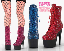 Ankle Boots - Teese Sequin Boots - Stiletto Platforms -  SEQUIN FATPACK